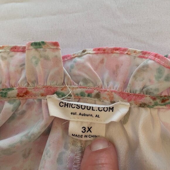 Chic Soul Long Sleeve 3X floral print blouse - Picture 5 of 13